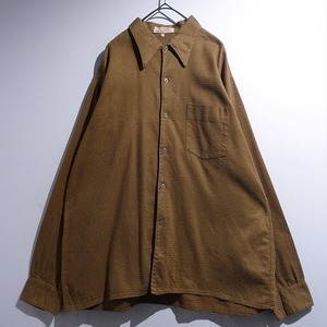 70s EURO Beige Large Collar Woven Desgin Shirt