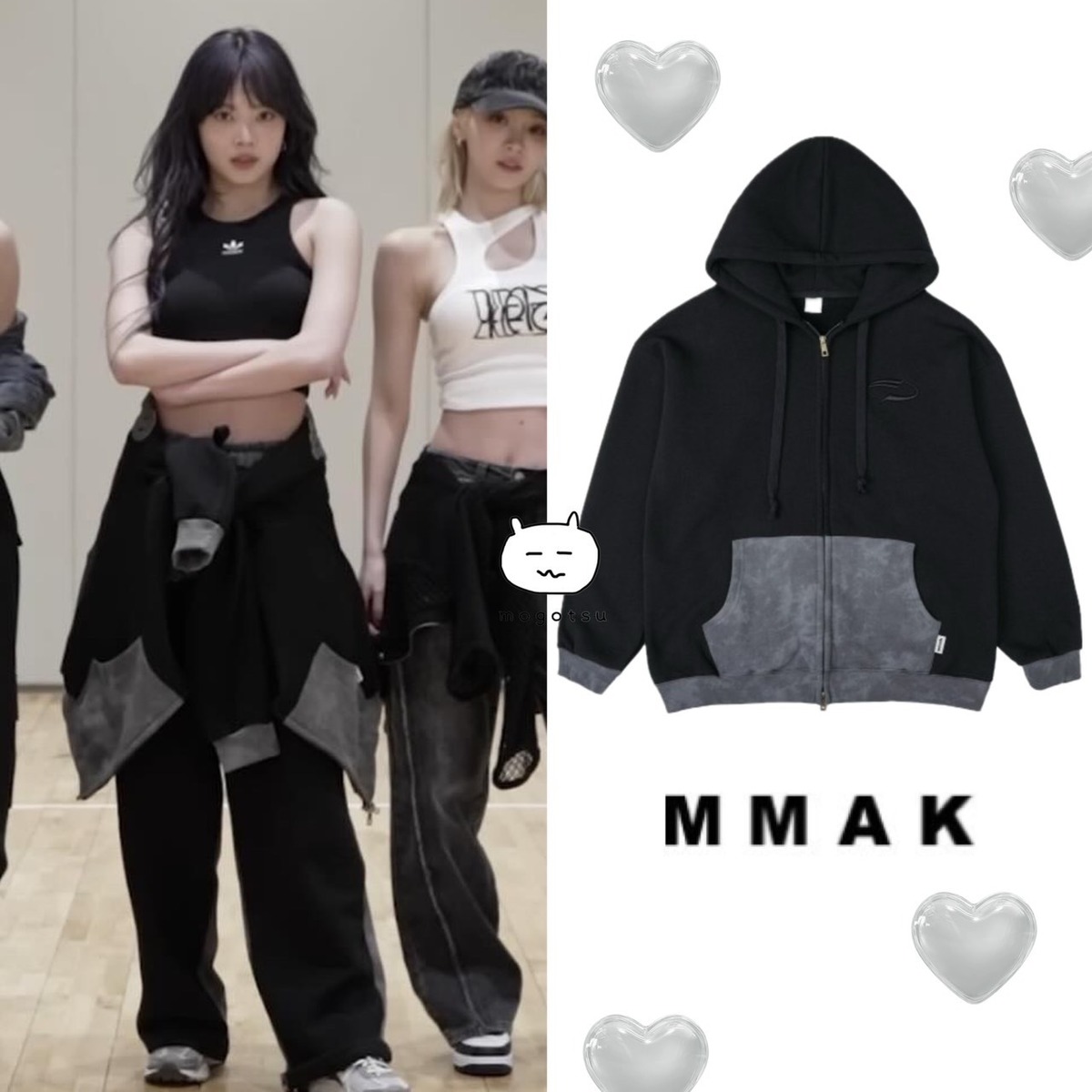 ☆LE SSERAFIM ウンチェ 着用！！【MMAK】9197 APPLIQUE HOODIE ZIP-UP 