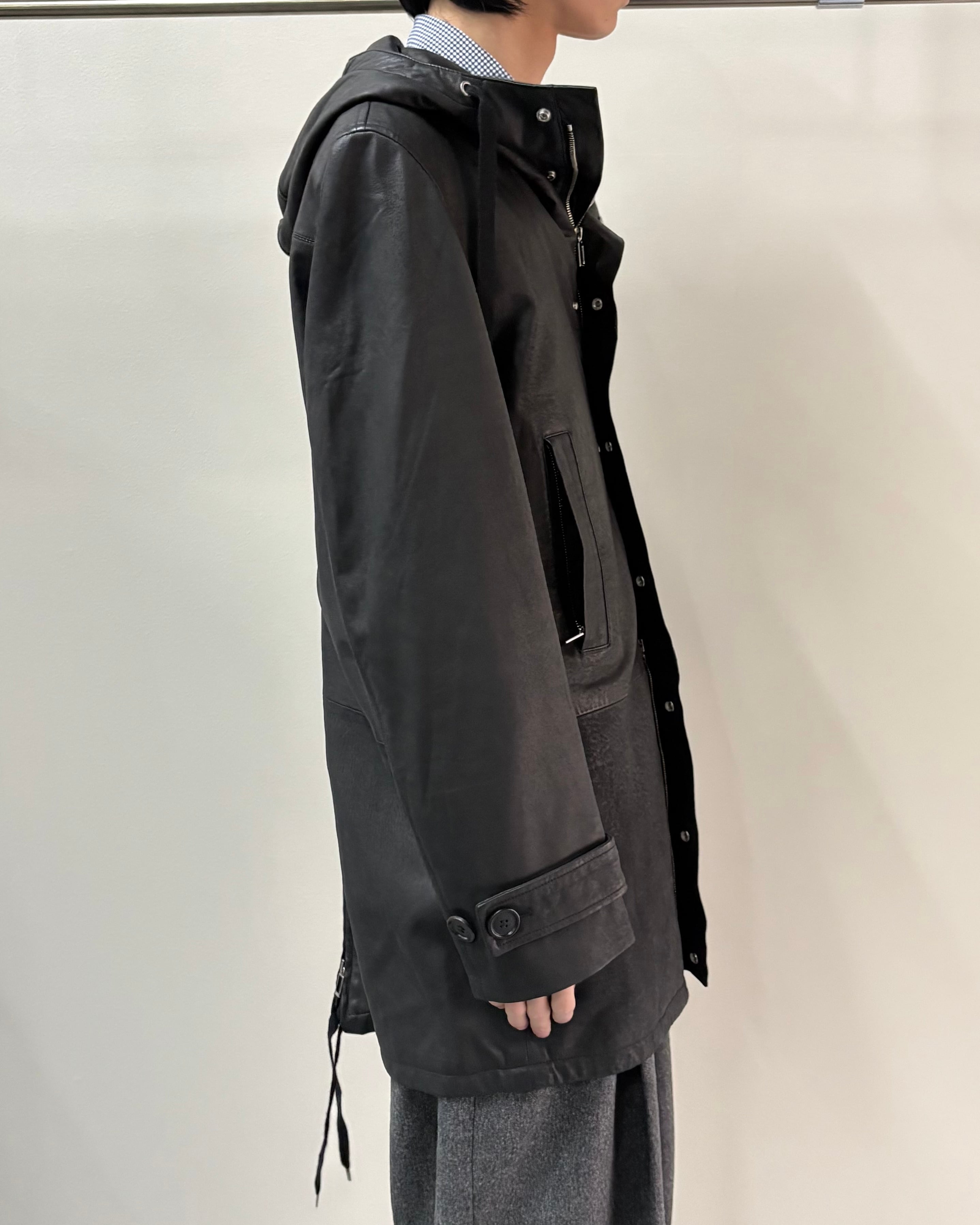2012AW/Dior homme by Kris Van Assche】hooded leather zip jacket