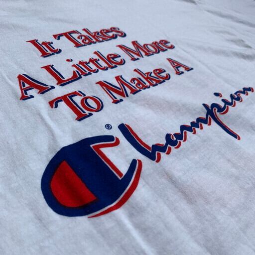 80's Champion チャンピオン トリコタグ 染み込み4段プリント Tシャツ
