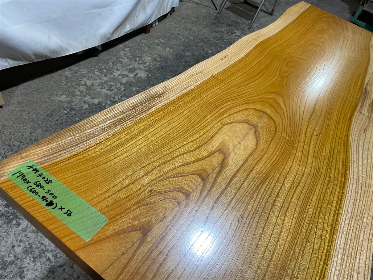 ケヤキ4028 欅 一枚板無垢 乾燥材 1790x680‐500x56mm カウンター ロー