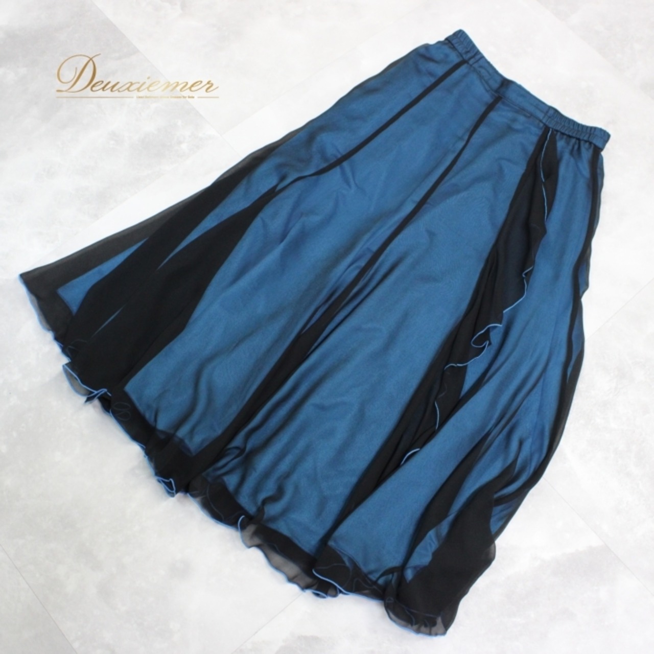 社交ダンス 衣装 スタンダード スカート レッスンウェア 女性用 レディース オールシーズン 青 Sanline サンリーヌ ブルー系 ブラック系 ポリエステル おしゃれ ダンスウェア フレアスカート 発表会 踊る スタイル 良い 着心地 コスチューム カジュアル 清潔感 シンプル 伸縮性あり サイズL スカートコーディネート デイリーユース ビーチリゾート パーティー用 機能性 フィットネス レッスン着