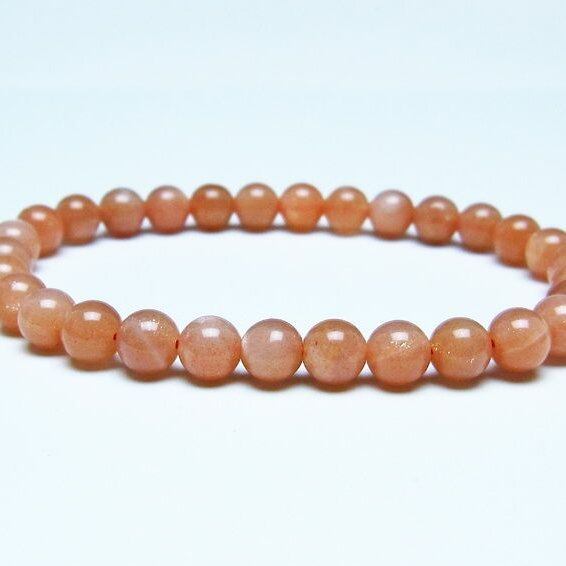 オレンジムーンストーン ブレスレット 6mm 一点物 メール便可 [M便 1/10] 111-48538