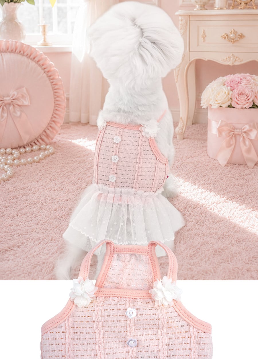 tutu mini dress S ~ XL / 犬服 ドッグウェア 袖なし 春夏 ワンピース チュチュスカート チュール 小型犬 中型犬 韓国 犬の服 onepiece67