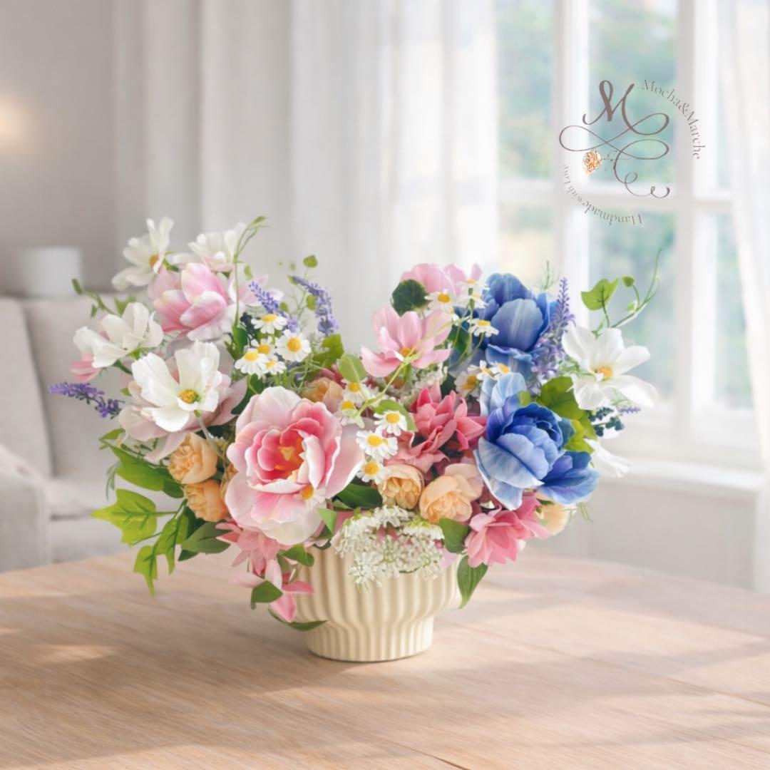 光触媒フラワー】春の息吹を感じる チューリップのアレンジメント 退職