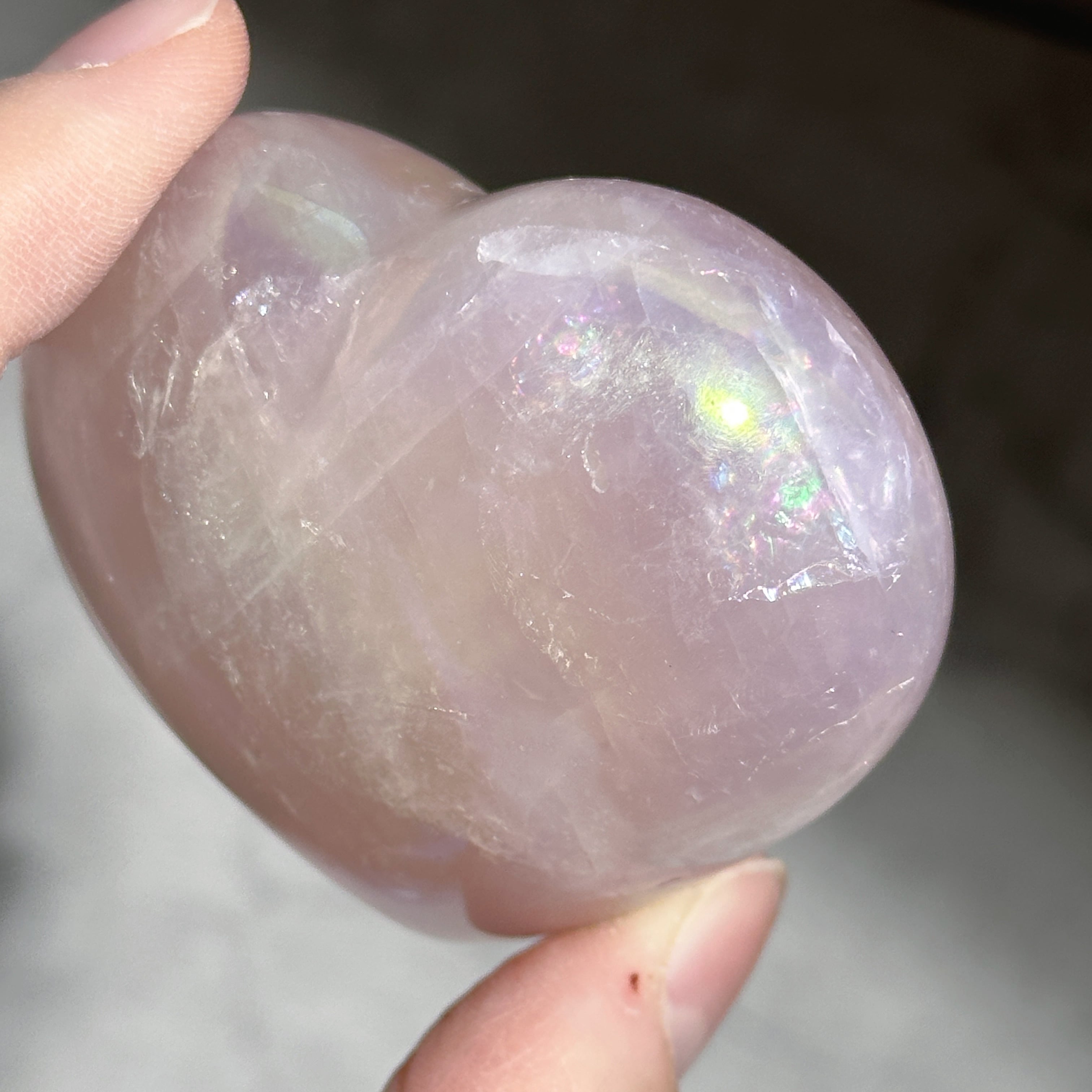 ぷっくり♡虹◎エンジェルオーラローズクォーツ ハート62♡Angel Aura