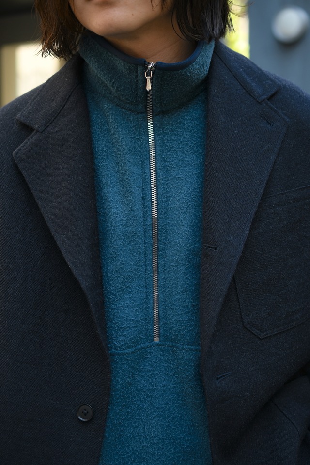 A.PRESSE / Vintage Silk Fleece Harf ZIP Jacket (Blue)