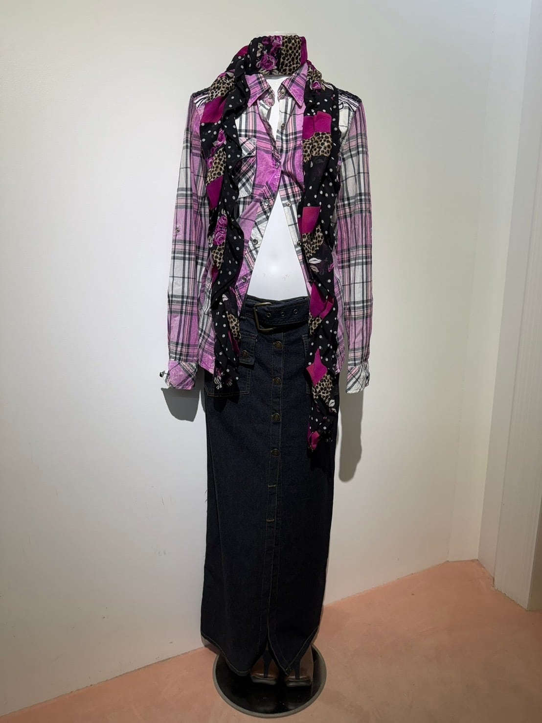 Denim long skirt