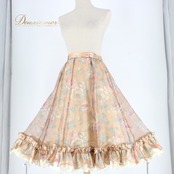 社交ダンス 衣装 U:NA ユーナ スカート レッスンウェア ベージュ系 ブラウン系 ピンク系 ブルー系 オレンジ系 花柄 フリル 練習着 スタンダード 社交ダンス用スカート レッスンスカート スタンダードダンス 競技用 花柄スカート フラワー柄 薔薇柄 ローズ柄 フリルスカート フレアスカート ふんわり 上品 エレガント ゴージャス 大人可愛い フェミニン 柄物 花 刺繍風 生地 ポリエステル 光沢感 きれいめ モダン 日本製