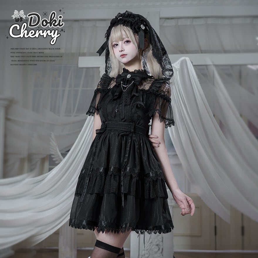 ゴスロリ ドレス レース×ネックリボン 闇かわいい 量産型｜WithU