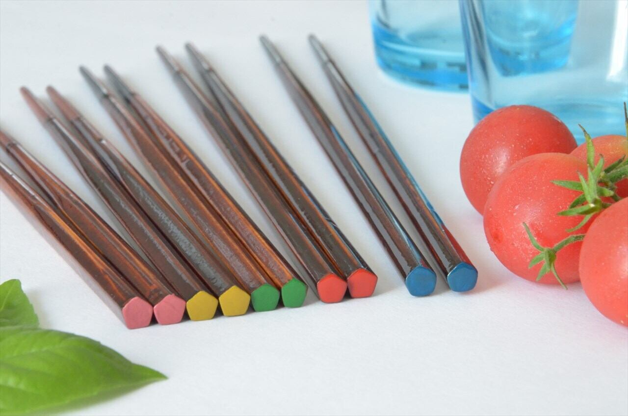 五角塗り箸【木曽春慶】ファミリーセット5膳組(色とサイズ選べます)