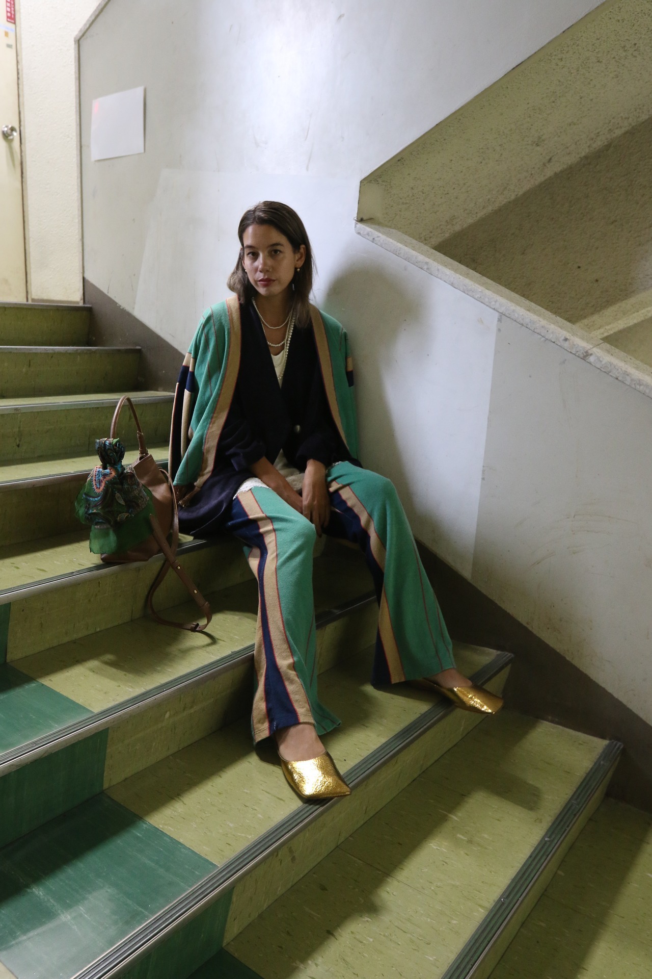【STEVIE 】PILE STRIPE LONG PANTS