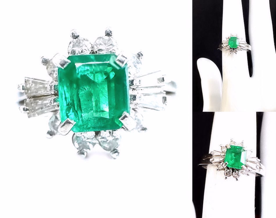 TASAKI タサキ 田崎 エメラルド ダイヤモンド リング バゲットダイヤ