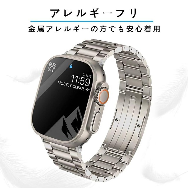 for Apple watch バンド チタン製互换ベルト コンパチブル Apple watch series Ultra3/Ultra2/Ultra/10/9/8/7/6/5/4/3/2/1 38mm 40mm 41mm 42mm 44mm 45mm 46mm 49mmに対応 アップルウォッチ バンド 軽量 耐久性 調節工具付き