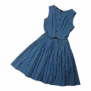 1950s vintage dress(青×お花)