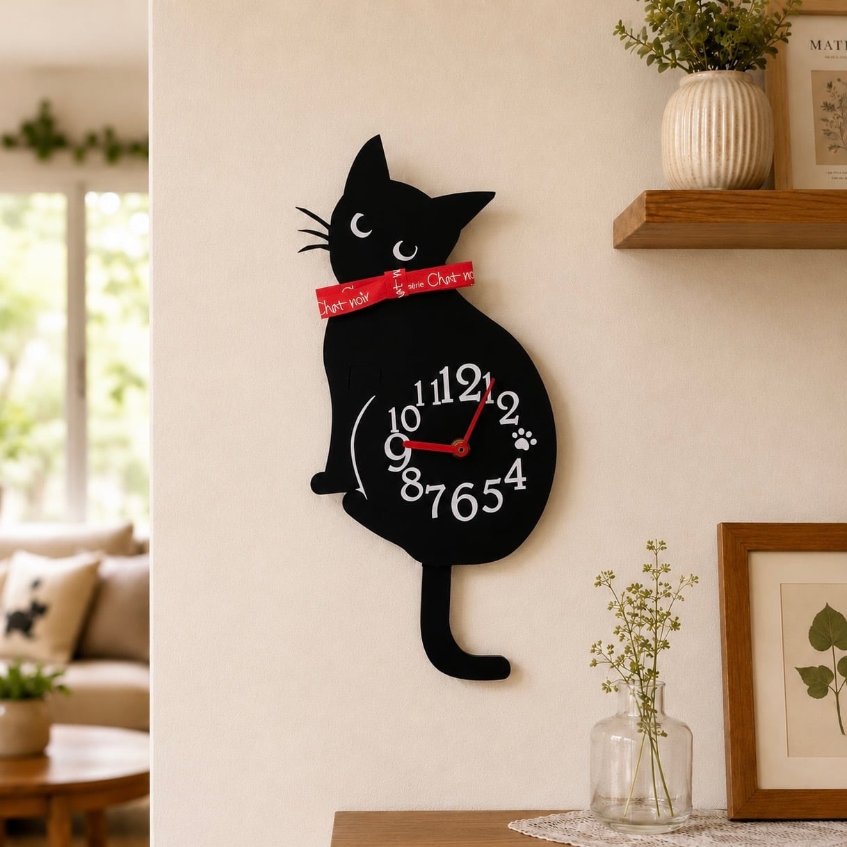 黒猫の壁掛け時計 | シャ・ノワールWEBショップ