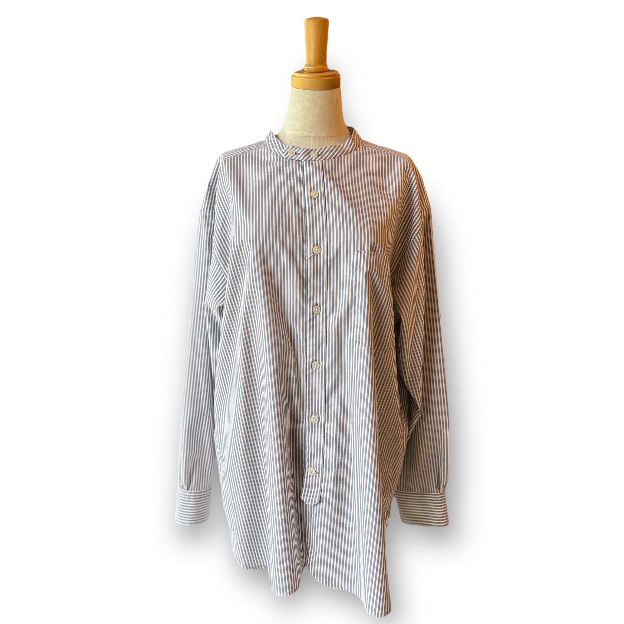 〖UNISEX〗Bandcoller Stripe Shirts〖MACKINTOSH PHILOSOPHY〗バンドカラーストライプシャツ マッキントッシュフィロソフィー