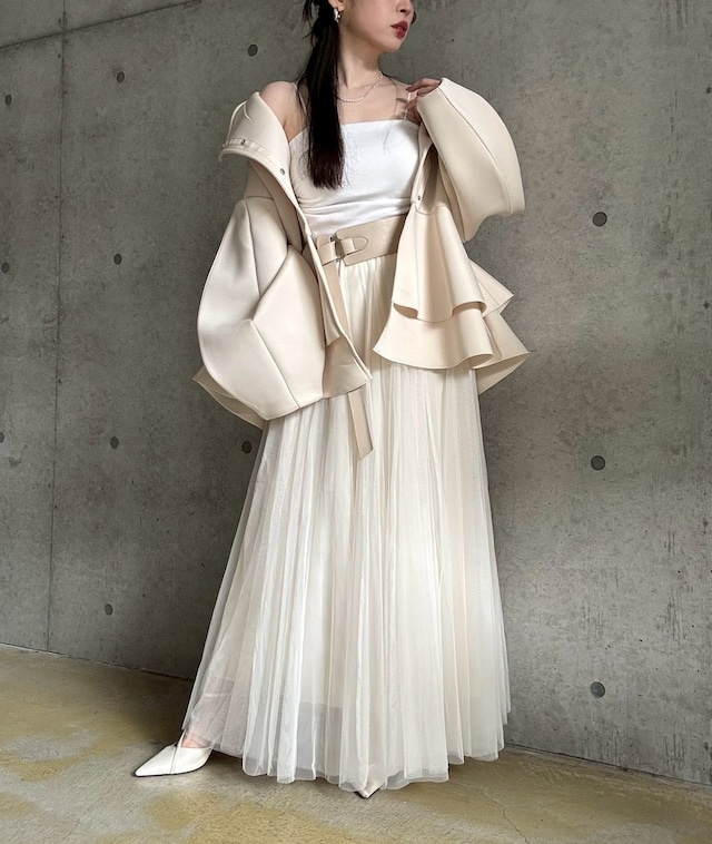 【即納】 3段重ねボリュームチュールスカート【アイボリー】