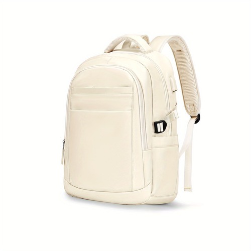 シンプルなリュック 学校用 仕事用 バックパック ラップトップポケット付き 大容量 USB充電ポート付き アウトドアトラベルラックサック