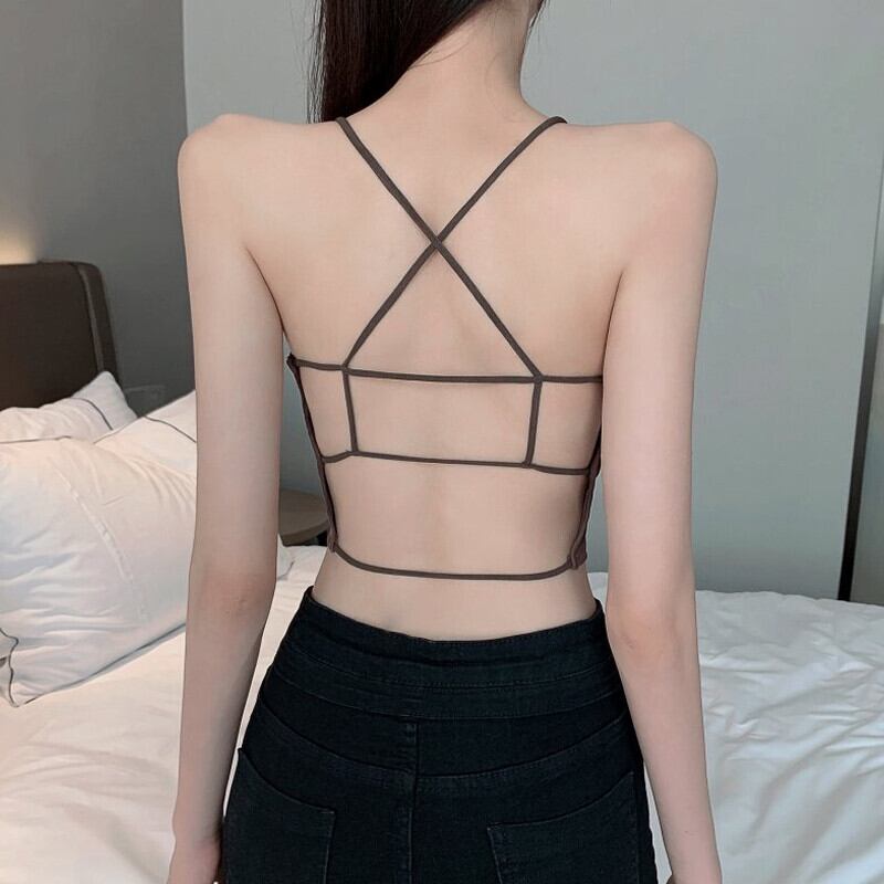 クロスバックサマーシャツ ソリッド カラーショートトップス 夏物 ソリッドカラー ガールズファッション41817834081