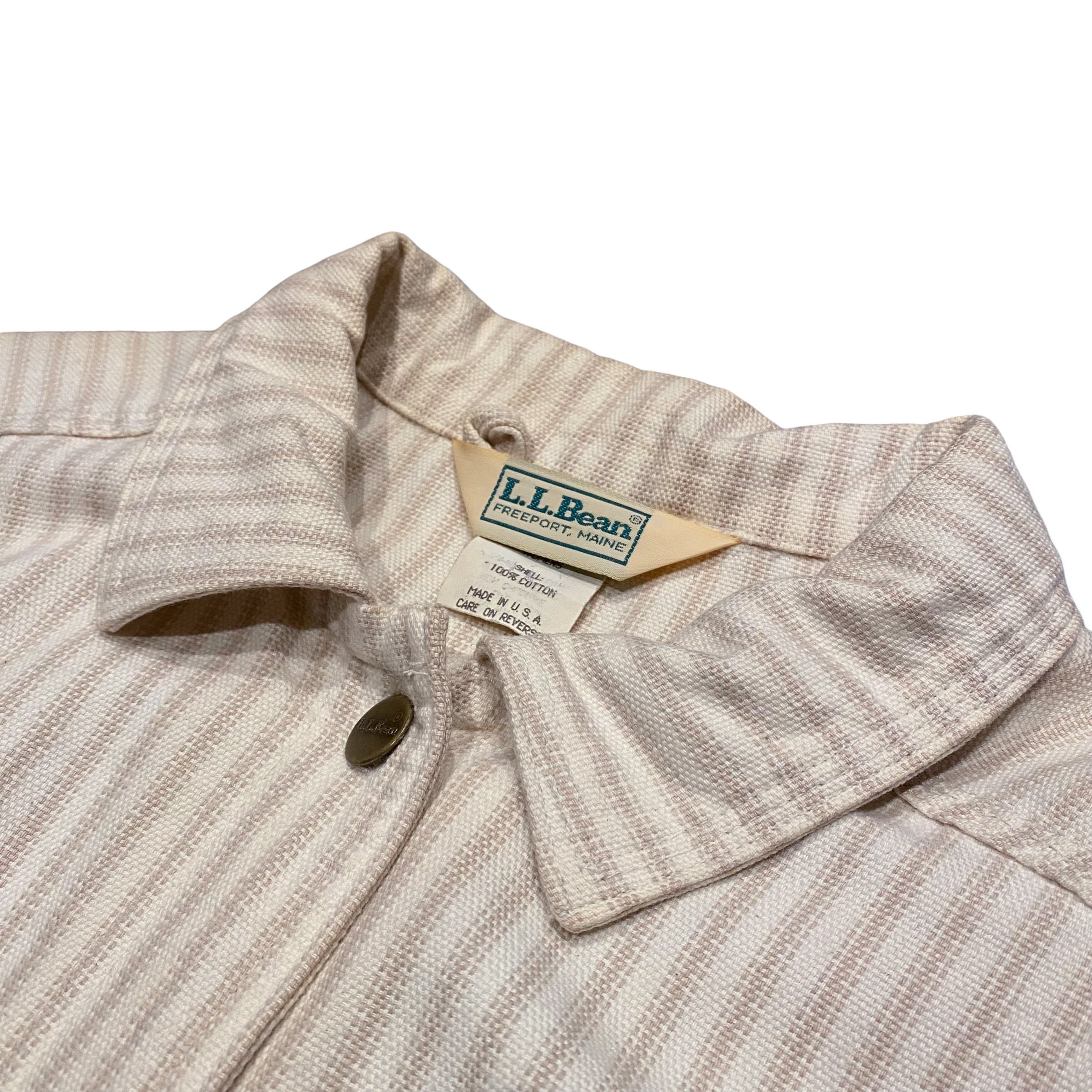 80-90's USA製 LL Bean Hickory Stripe Coverall S / エルエルビーン カバーオール ジャケット  ヒッコリーストライプ 古着 ヴィンテージ