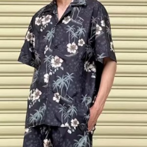 ハワイアン柄プリント半袖シャツ（別売りでセットアップのショーツあり）　0757