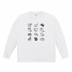 【通常プリント】ねこがいっぱいビッグシルエットTシャツ2023（ビッグシルエット ホワイト）