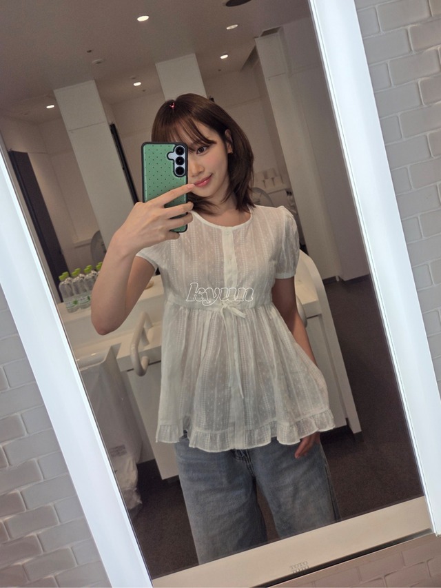 【LE SSERAFIM チェウォン着用】Shirring puff blouse.1899