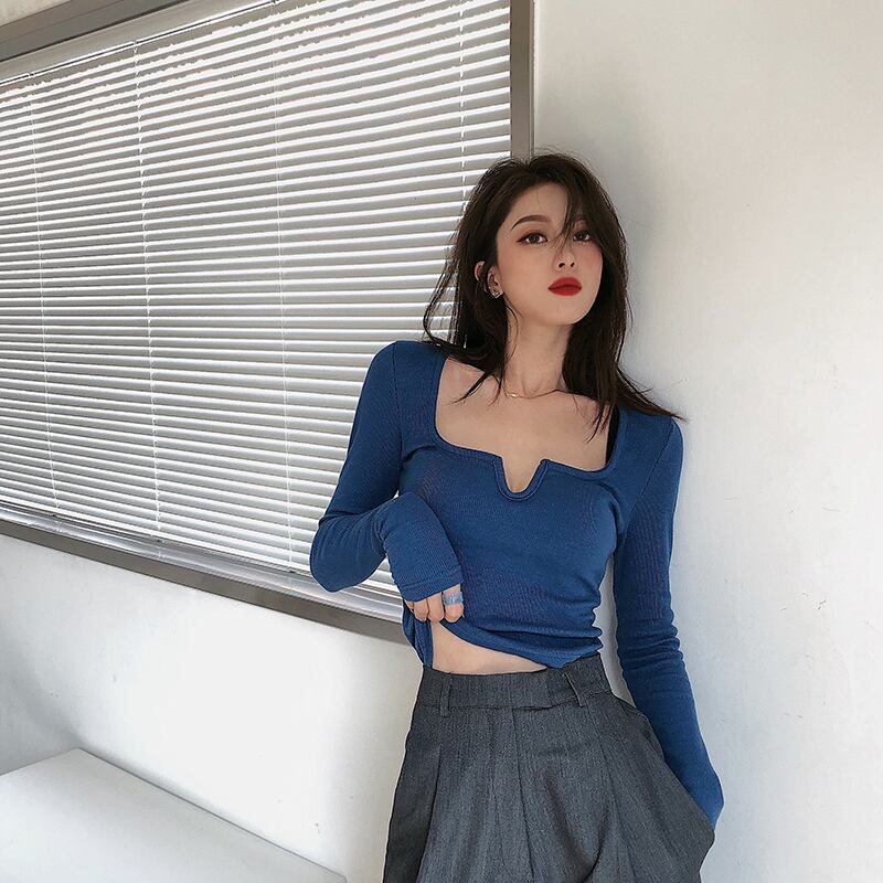 ニットショートスプリングTシャツ ロング 春物 ブラックストロベリース16538474655