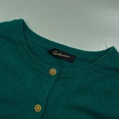 カシミヤ100% CASHMERE カシミヤ デザインボタン ニット カーディガン /グリーン レディース