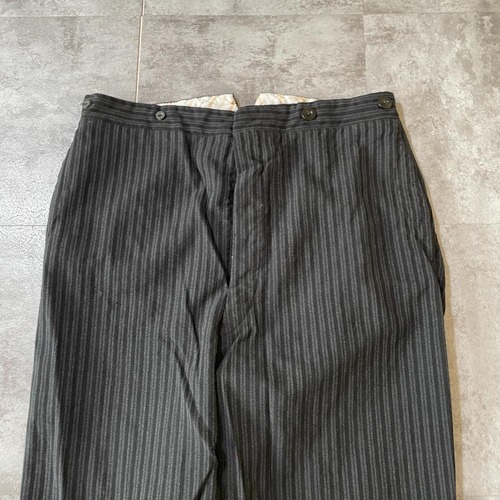 30-40s 針式シンチ フレンチワーク ストライプ ブラック パンツ W31 詳細写真3
