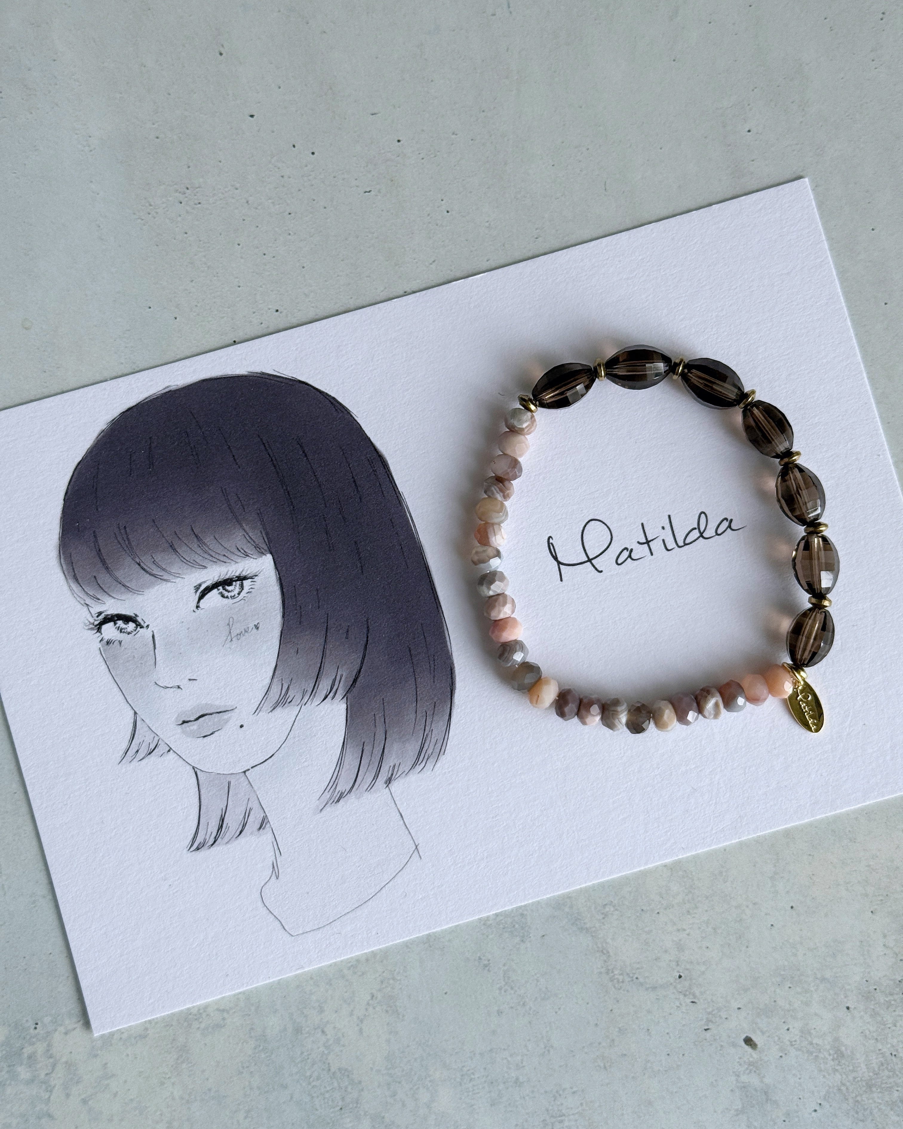 【再販】bicolor bracelet(スモーキークォーツ×ボツワナアゲート)