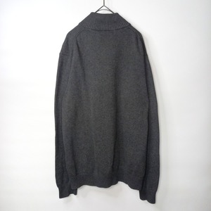 ノーティカ　ハーフジップ　コットンニット　セーター　ハイゲージ　刺繍ロゴ　グレー