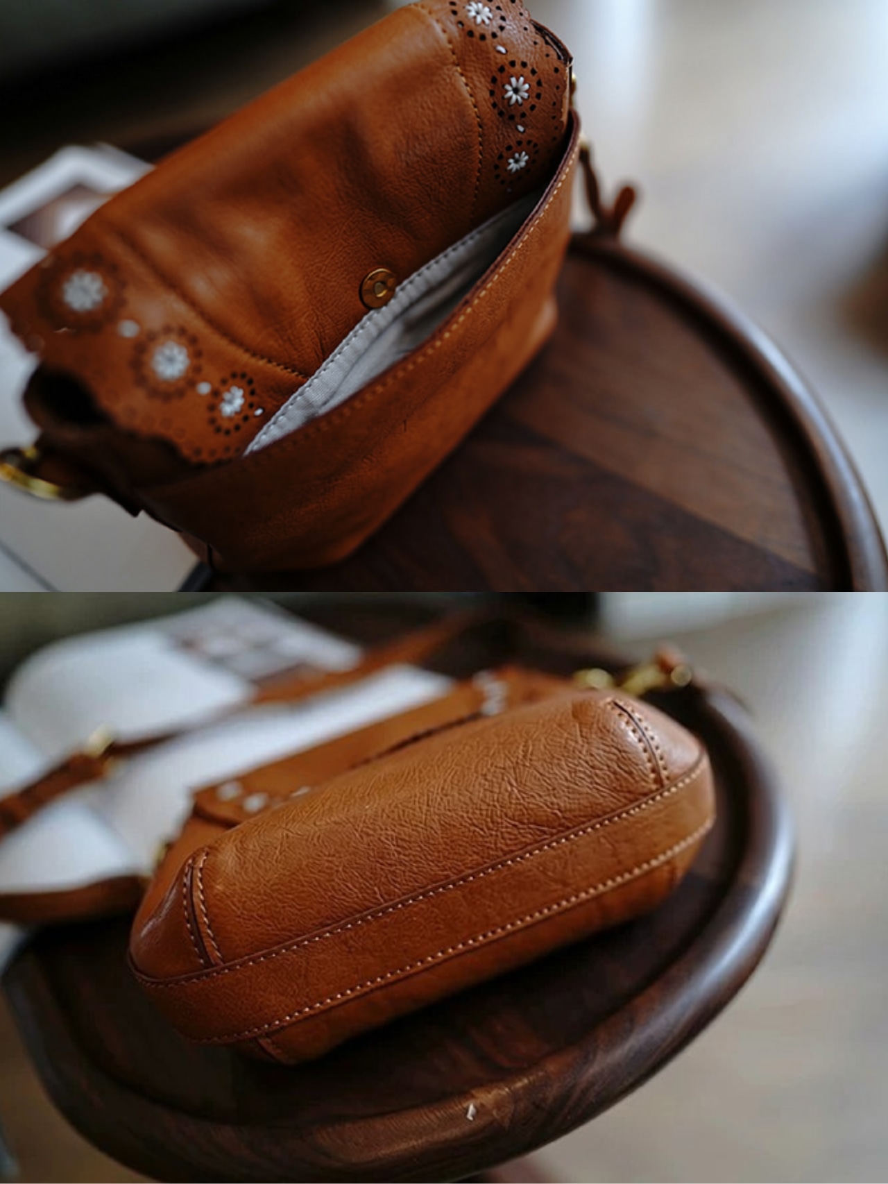 Rosalie Scallop Leather Shoulder Bag F0787