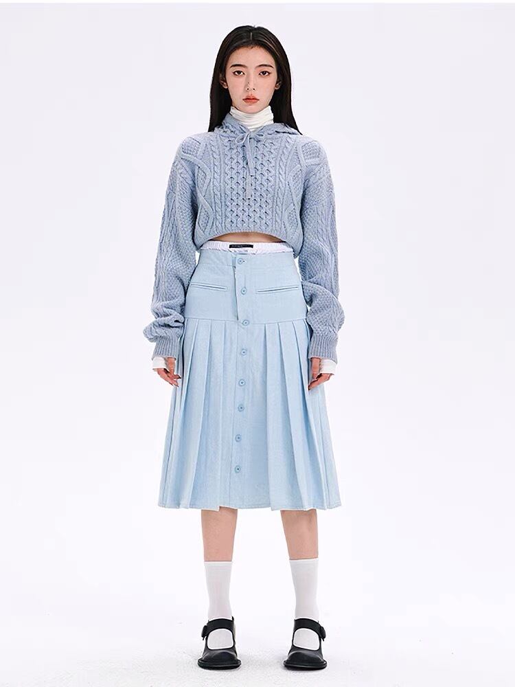 スカート 水色 ベスト カーディガン トップス ブラウス 水色 ピンク  