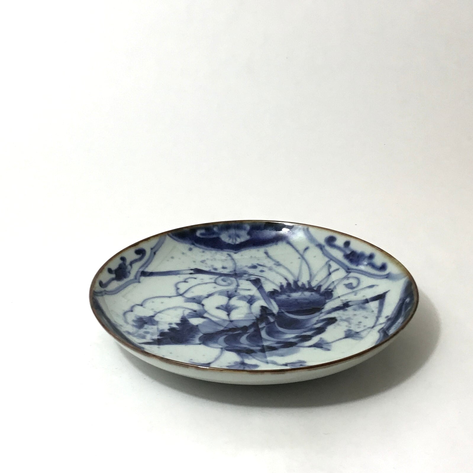 エビ絵六寸皿 | 藍の器 青雅堂