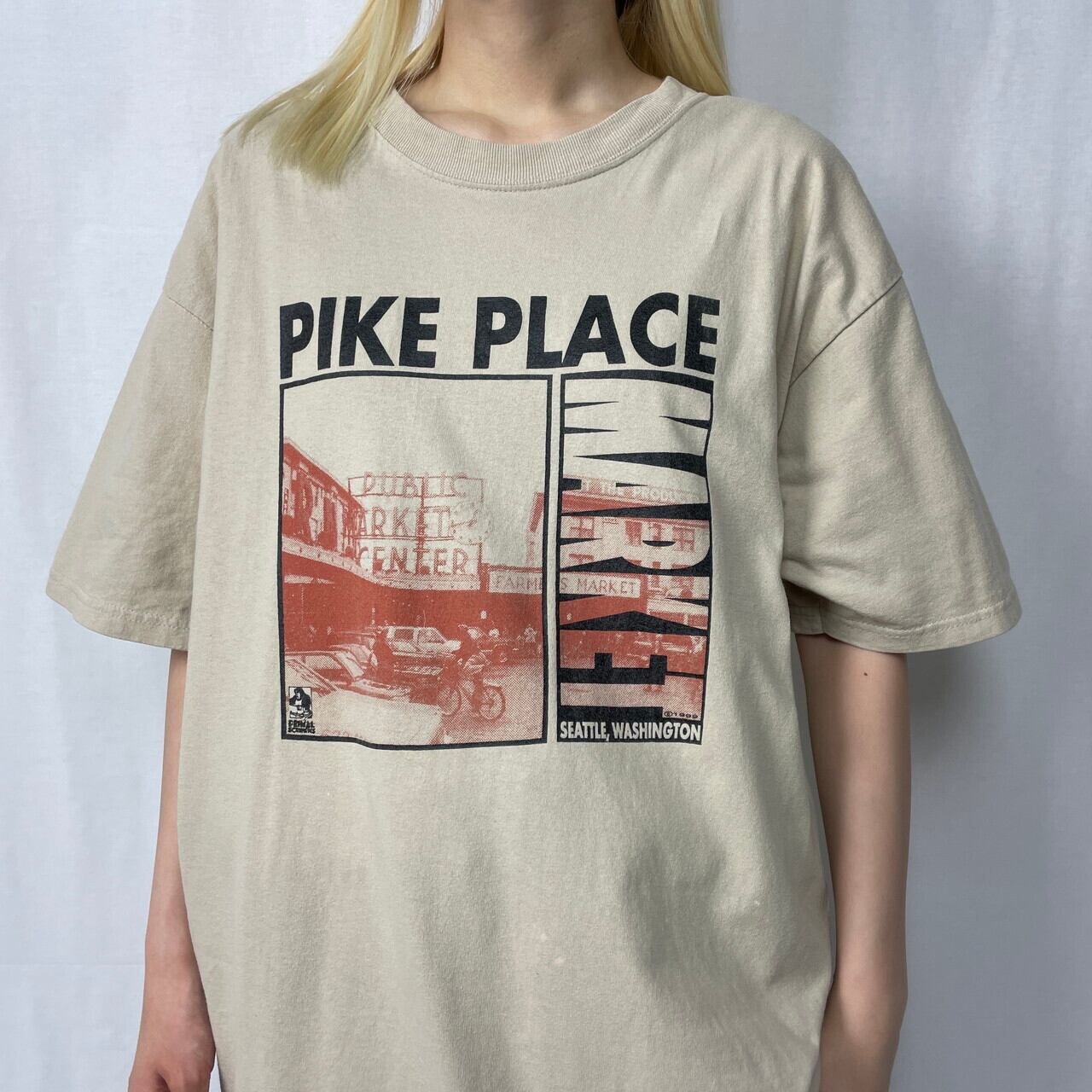 90年代 PIKE PLACE MARKET パイク・プレイス・マーケット スーベニア プリントTシャツ メンズXL 古着 90s ヴィンテージ  ビンテージ ベージュ【Tシャツ】 | cave 古着屋【公式】古着通販サイト powered by BASE