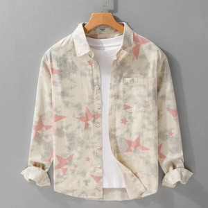 【M-3XL】Star Print Long Sleeve Shirt / スター プリント 長袖 シャツ