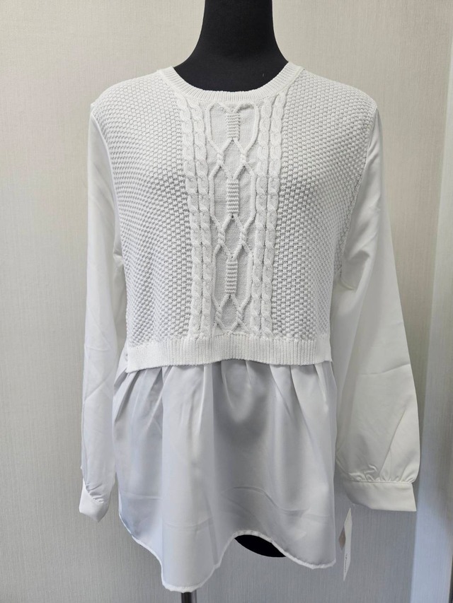 長袖シャツ ドッキング重ね着風　フリーサイズ