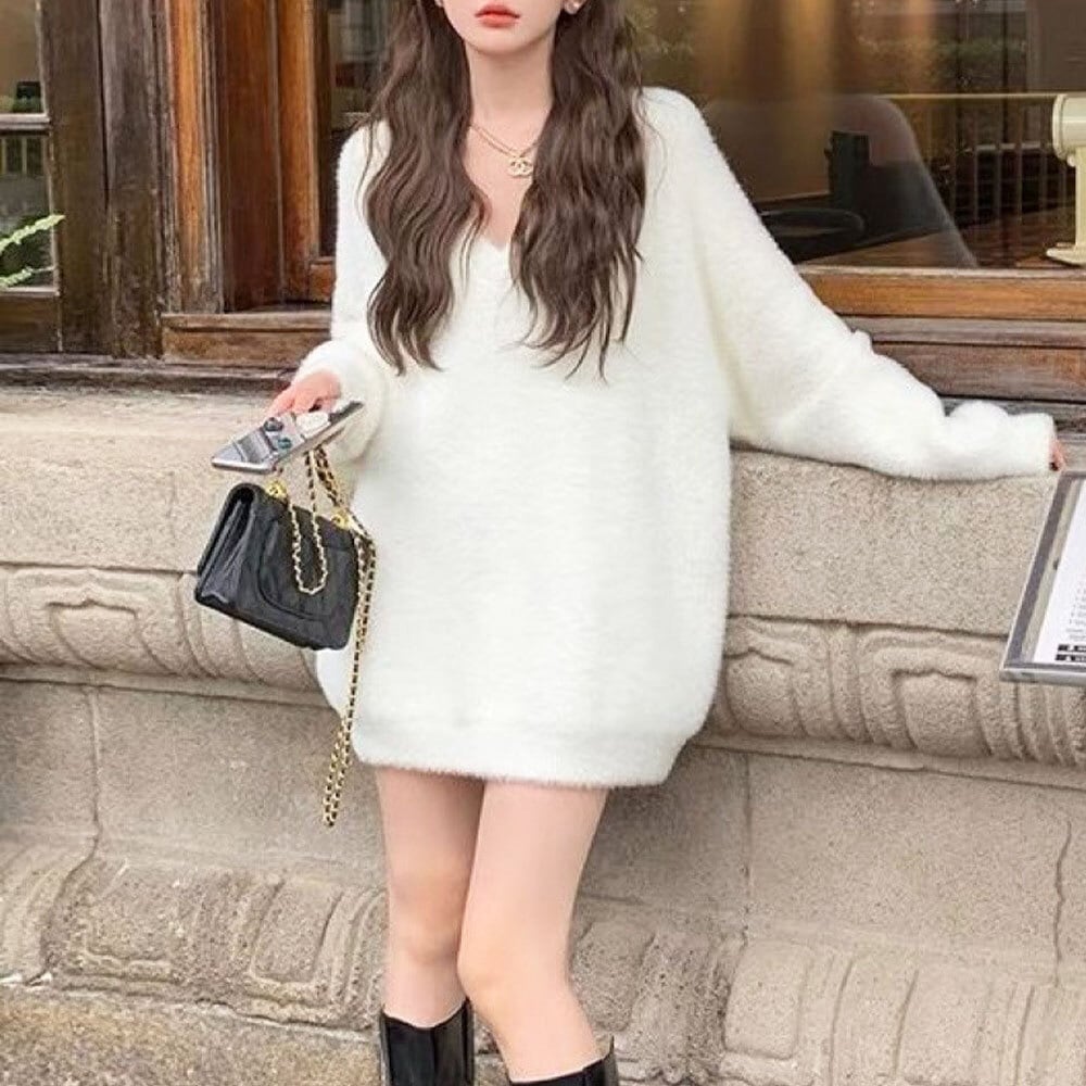 シャギー ニット チュニック レディース 秋冬 韓国 おしゃれ 大人