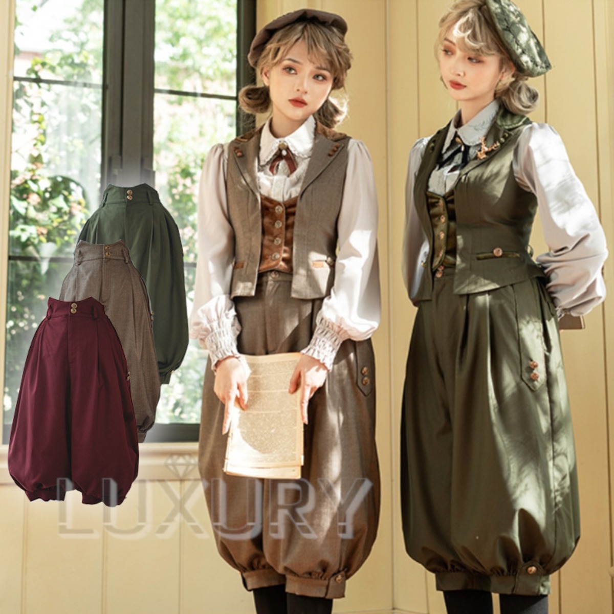 かぼちゃパンツ ブラウンM 現品限り GOTHIC LOLITA 春秋 五分丈 七分丈 