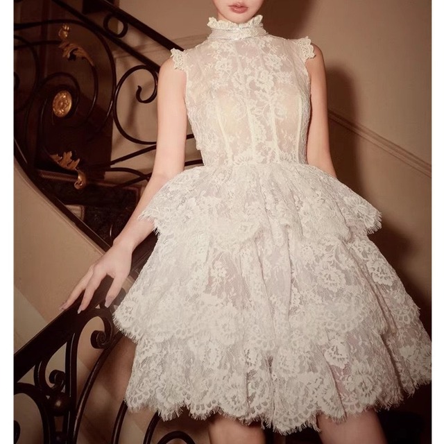 【受注】フルレースティアードフレアワンピース