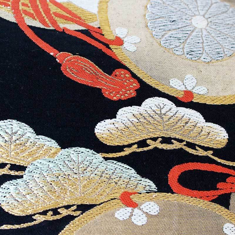 和モダン 帯クッションカバー 50cmx50cm 鼓・松・楓紋様 和モダン 帯クッションカバー 50cmx50cm 鼓・松・楓紋様