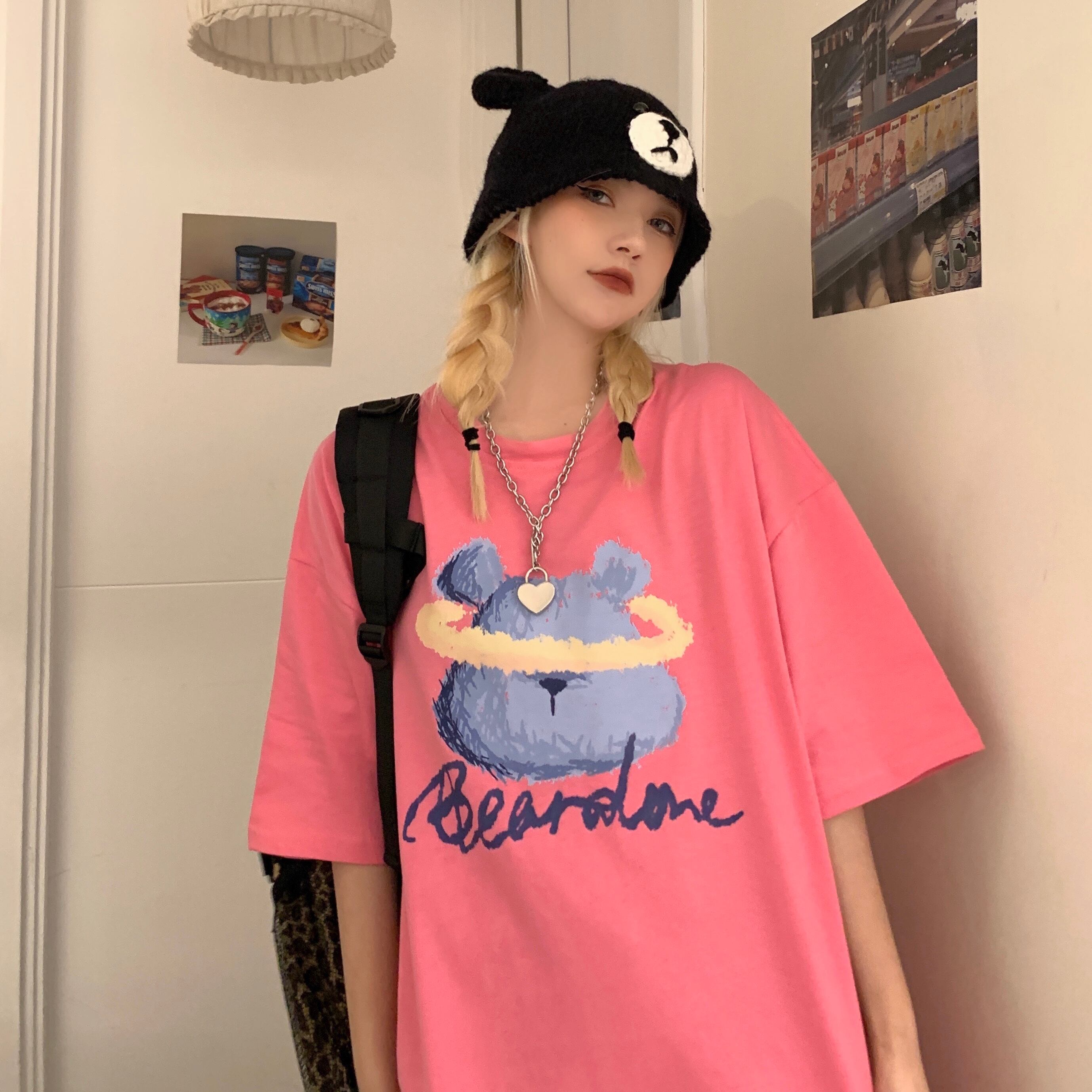 Tシャツ レディースルーズプリント柄サマー コットン 夏物 ケッペル30302030401