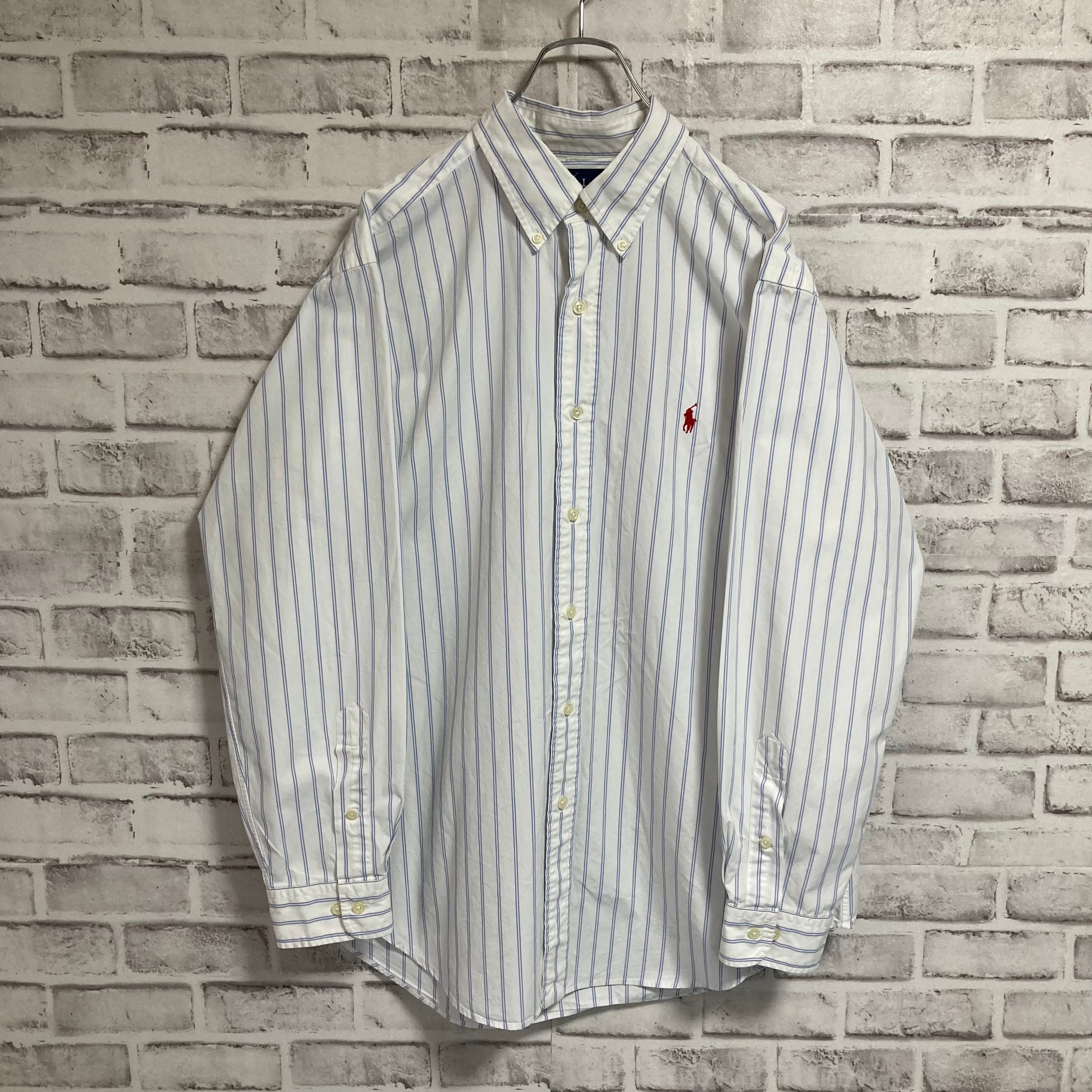 Ralph Lauren】L/S Stripe BD Shirt L相当 90s ラルフローレン