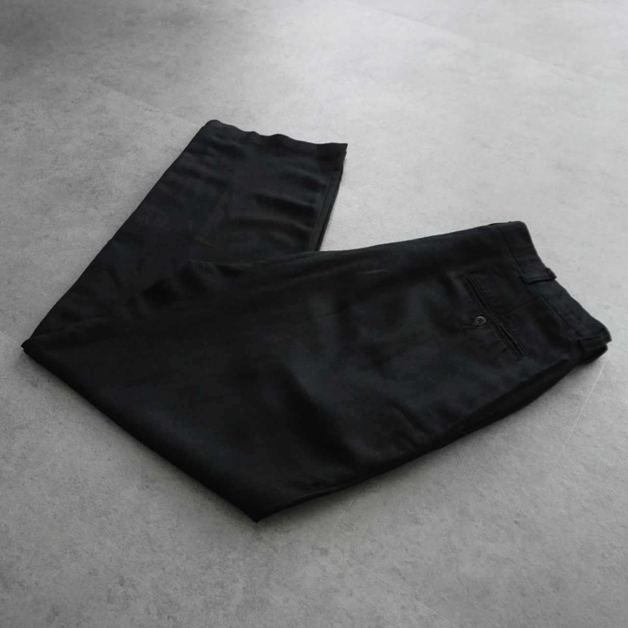 90s Polo by Ralph Lauren LINEN×VISCOSE trousers "BLACK" [W34.5L31相当] 古着 - 1