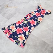 フラダンス 衣装 ワンピース ドレス ネイビー系 ハイビスカス柄 ハワイアンプリント アロハ フラ ダンス レッスン 練習 紺 ダンス衣装 ハワイアンダンス レディース ホワイト系 レッド系 ピンク系 グリーン系 イエロー系 華やか 大人っぽい 上品 着回し ハワイアン ワンピース 柄ワンピース フレア ロング丈 半袖 ウエストシェイプ タイトめ スリム 着痩せ 春 夏 秋 コットン混 綿混 オシャレ 大人カジュアル エレガント 発表会 衣裳 舞台衣装 レッスン着 普段使い 通学 旅行 南国 コーデ