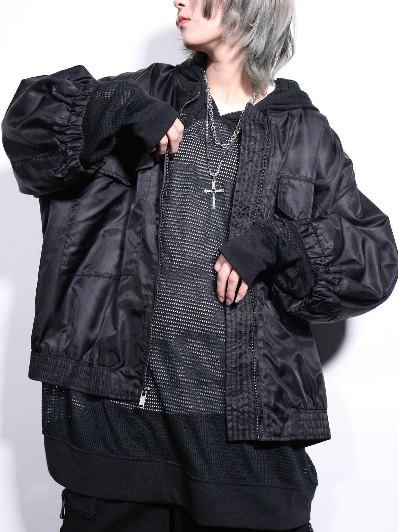 nylon oversized s/s bomber jacket - 2