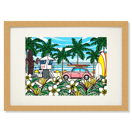 Art Print A4（Kalakua Ave）with Frame