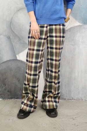 70's Plaid pattern flare pants